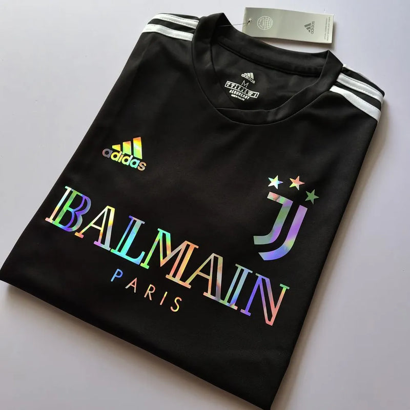 Camisa Juventus BALMAIN 24/25 - Torcedor Masculina Refletiva Preta - Camisa de Time Oficial - Buyit