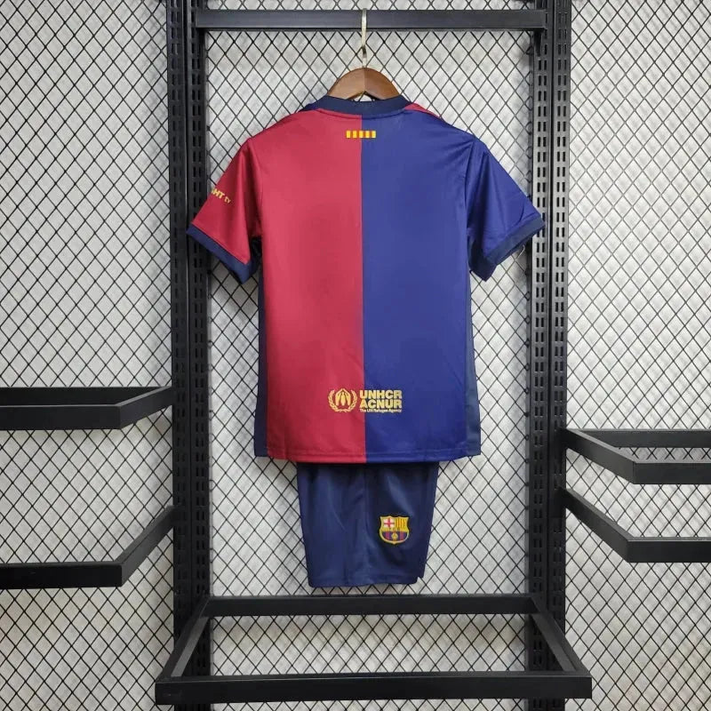 Camisa Barcelona COLDPLAY Home 24/25 - Torcedor Infantil Azul e Vermelha - Camisa de Time Oficial - Buyit