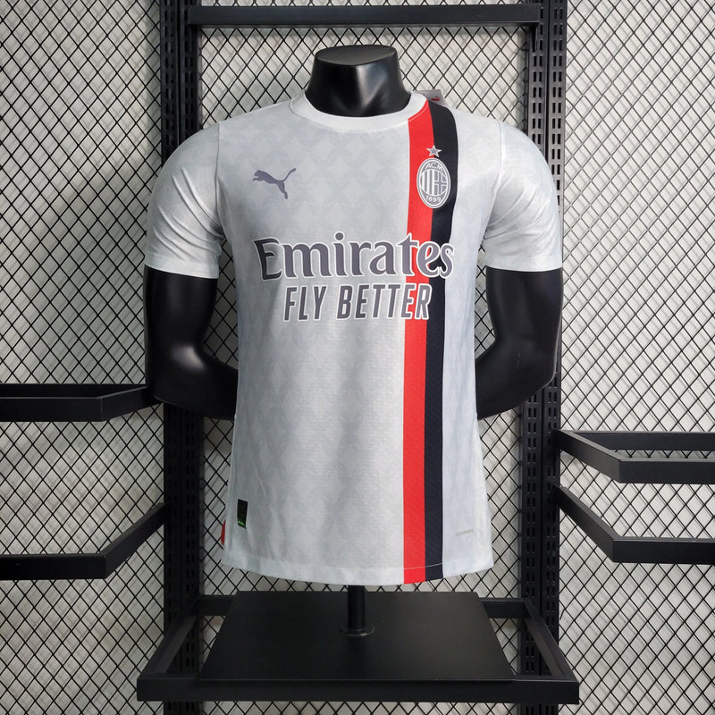 Camisa AC Milan Away 23/24 - Jogador Masculina Branca - Camisa de Time Oficial - Buyit