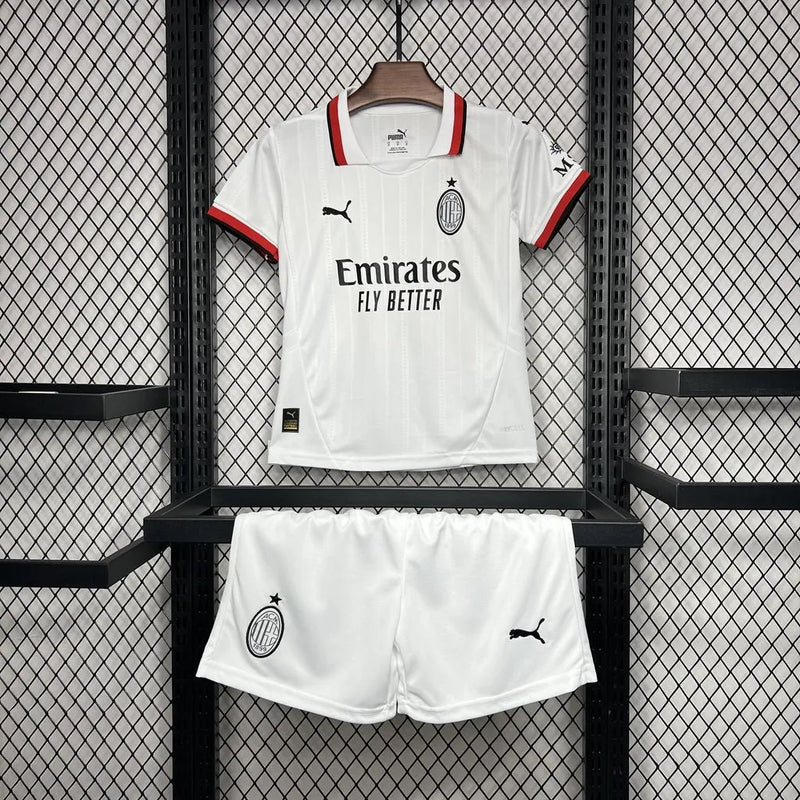 Camisa AC Milan Away 24/25 - Torcedor Infantil Branca - Camisa de Time Oficial - Buyit