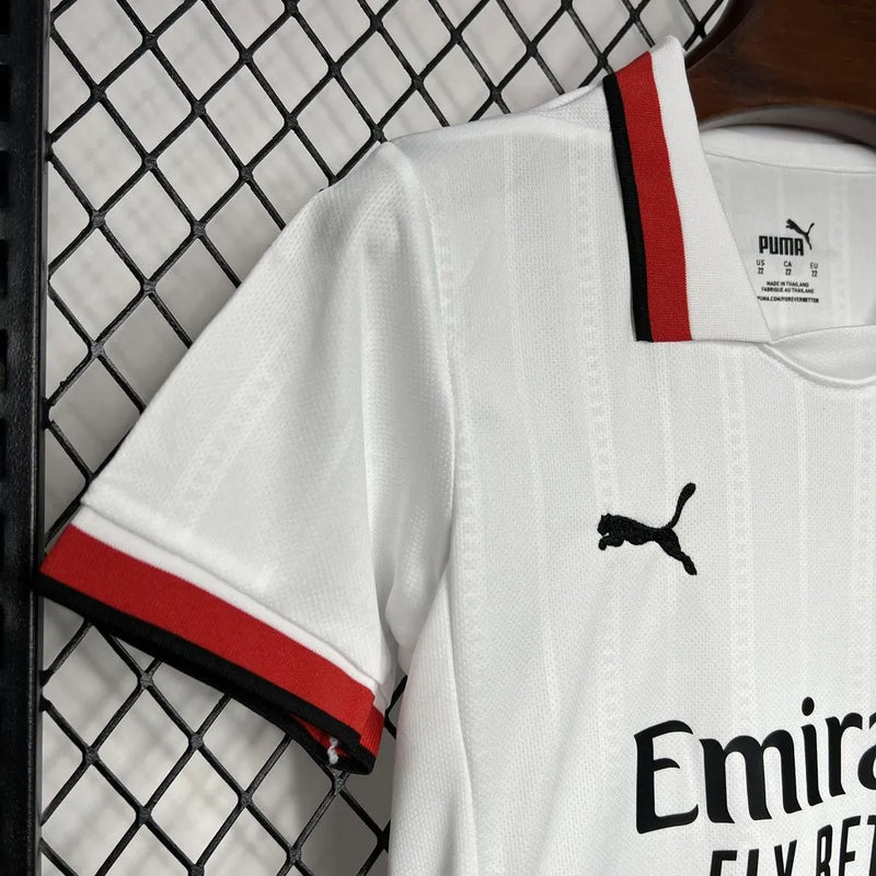 Camisa AC Milan Away 24/25 - Torcedor Infantil Branca - Camisa de Time Oficial - Buyit