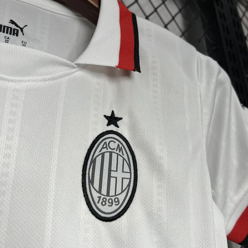 Camisa AC Milan Away 24/25 - Torcedor Infantil Branca - Camisa de Time Oficial - Buyit