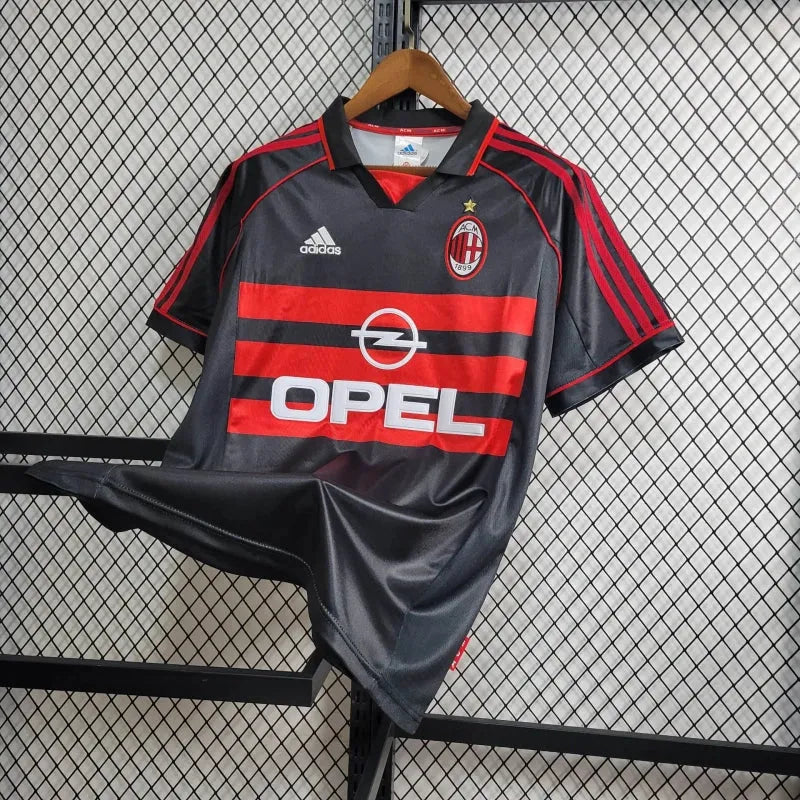 Camisa AC Milan Away Retrô 1998/99 - Torcedor Masculina Preta e Vermelha - Camisa de Time Oficial - Buyit