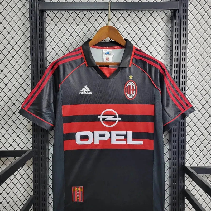 Camisa AC Milan Away Retrô 1998/99 - Torcedor Masculina Preta e Vermelha - Camisa de Time Oficial - Buyit