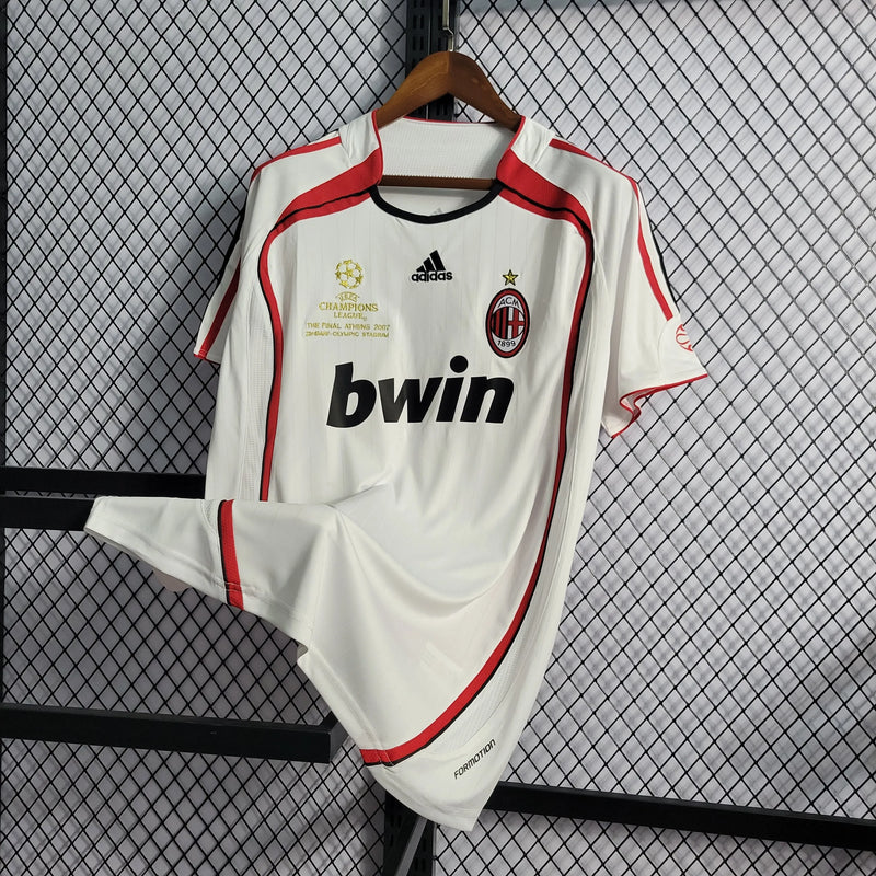 Camisa AC Milan Away Retrô 2006/07 - Torcedor Masculina Branca - Camisa de Time Oficial - Buyit