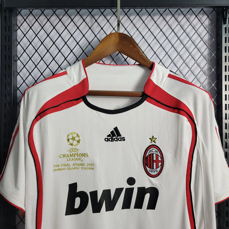 Camisa AC Milan Away Retrô 2006/07 - Torcedor Masculina Branca - Camisa de Time Oficial - Buyit