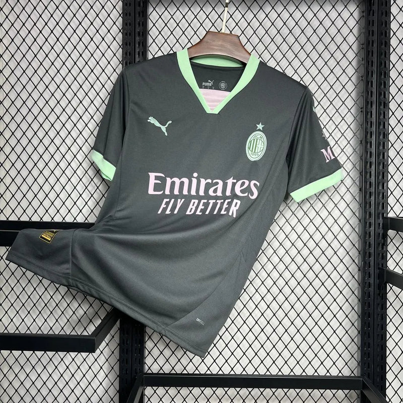 Camisa AC Milan Away Third 24/25 - Torcedor Masculina Preta e Verde - Camisa de Time Oficial - Buyit