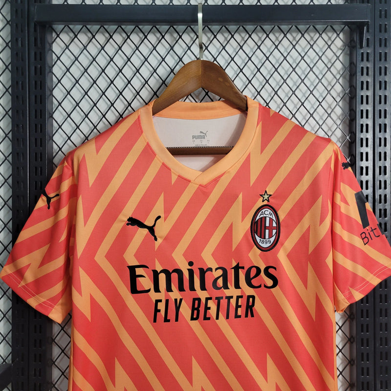 Camisa AC Milan Goleiro 23/24 - Torcedor Masculina Laranja - Camisa de Time Oficial - Buyit