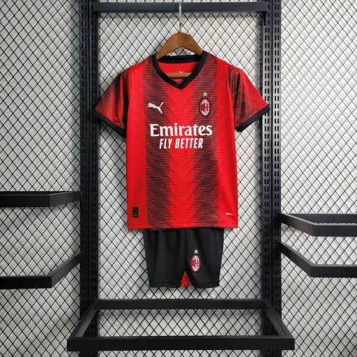 Camisa AC Milan Home 23/24 - Torcedor Infantil Vermelha - Camisa de Time Oficial - Buyit