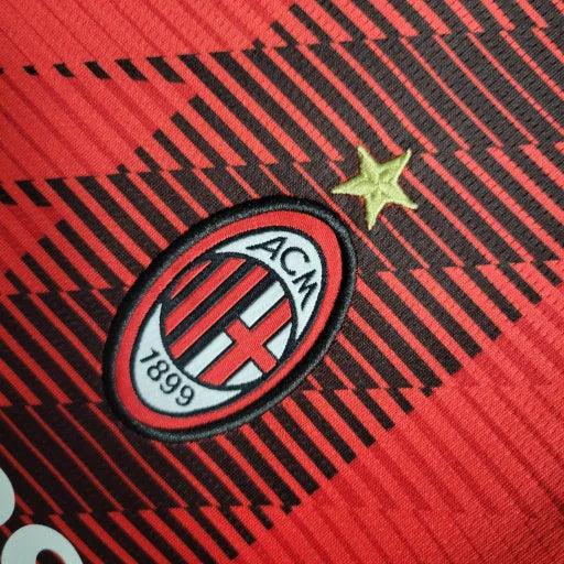 Camisa AC Milan Home 23/24 - Torcedor Infantil Vermelha - Camisa de Time Oficial - Buyit