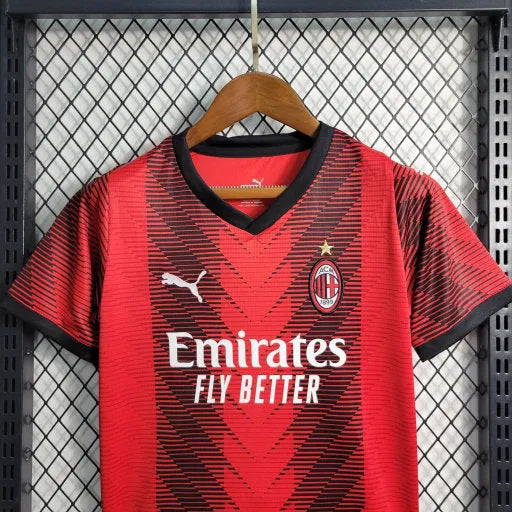 Camisa AC Milan Home 23/24 - Torcedor Infantil Vermelha - Camisa de Time Oficial - Buyit