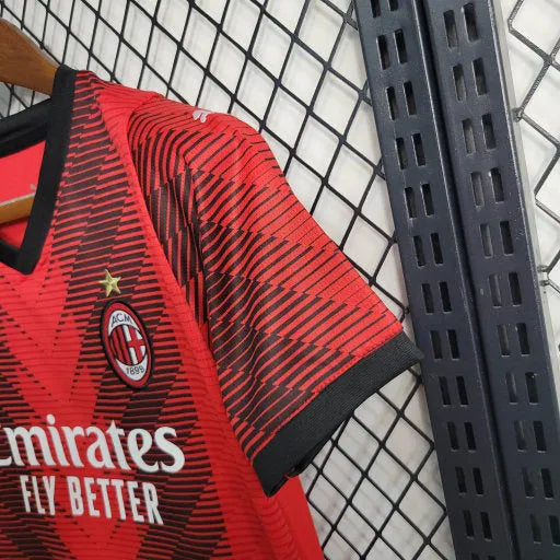 Camisa AC Milan Home 23/24 - Torcedor Infantil Vermelha - Camisa de Time Oficial - Buyit