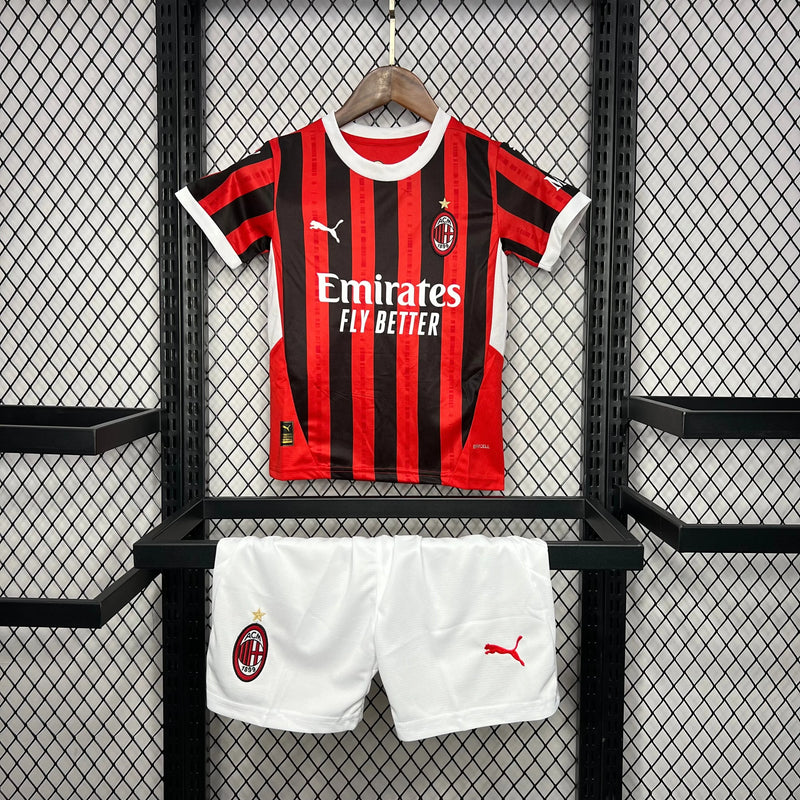 Camisa AC Milan Home 24/25 - Torcedor Infantil Vermelha - Camisa de Time Oficial - Buyit