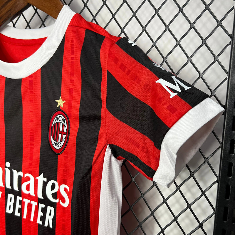 Camisa AC Milan Home 24/25 - Torcedor Infantil Vermelha - Camisa de Time Oficial - Buyit