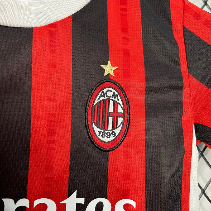 Camisa AC Milan Home 24/25 - Torcedor Infantil Vermelha - Camisa de Time Oficial - Buyit