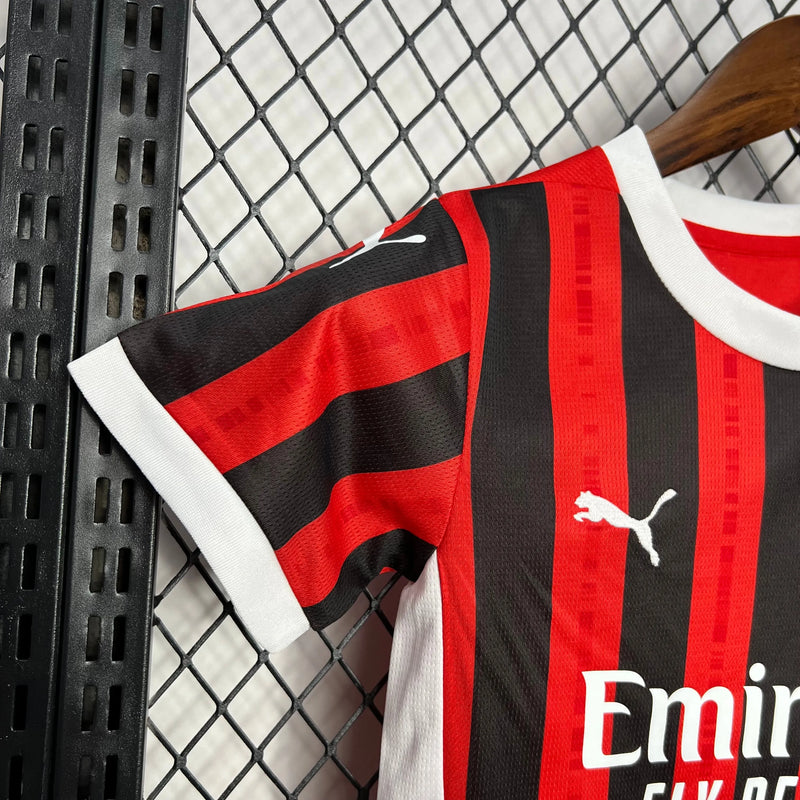 Camisa AC Milan Home 24/25 - Torcedor Infantil Vermelha - Camisa de Time Oficial - Buyit