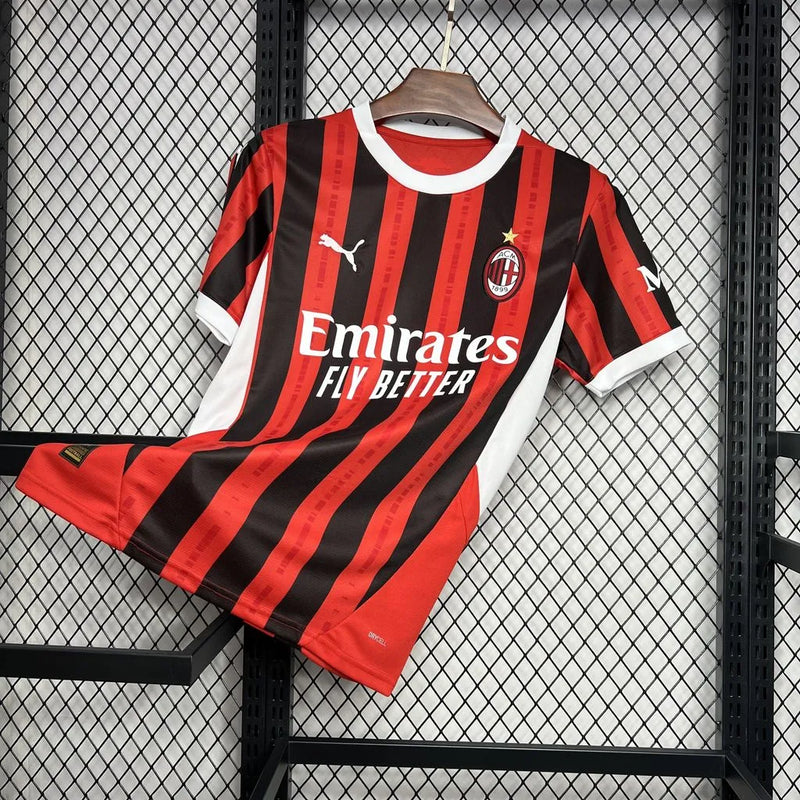 Camisa AC Milan Home 24/25 - Torcedor Masculina Vermelha - Camisa de Time Oficial - Buyit