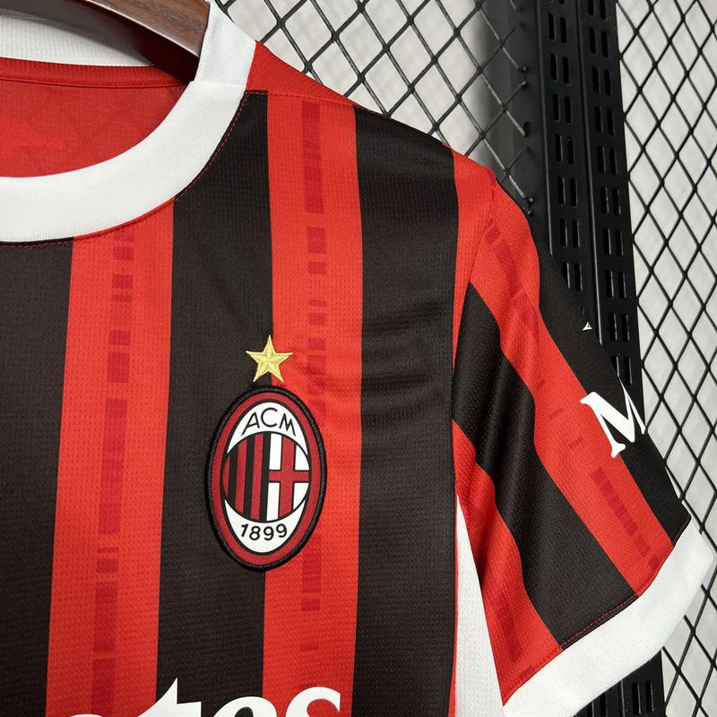 Camisa AC Milan Home 24/25 - Torcedor Masculina Vermelha - Camisa de Time Oficial - Buyit