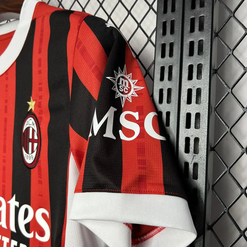 Camisa AC Milan Home 24/25 - Torcedor Masculina Vermelha - Camisa de Time Oficial - Buyit