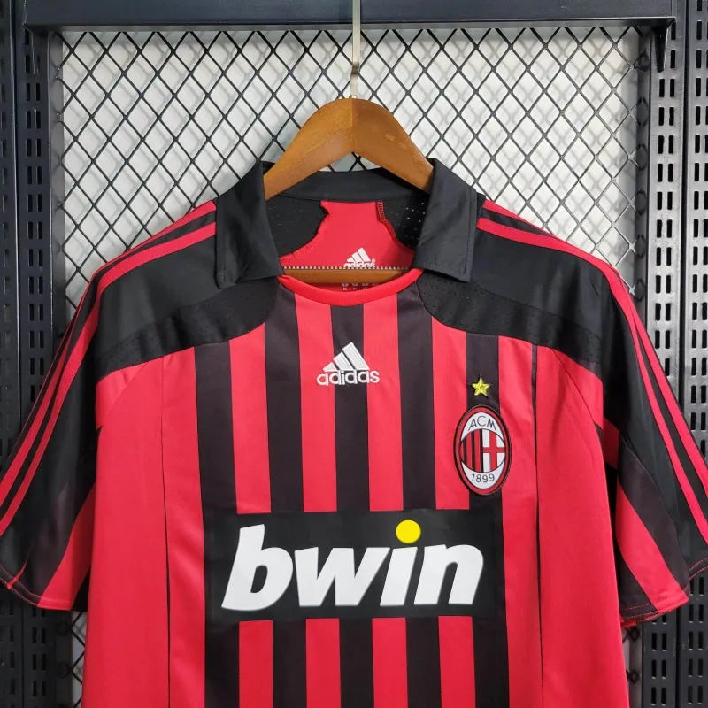 Camisa AC Milan Home Retrô 2007/08 - Torcedor Masculina - Camisa de Time Oficial - Buyit