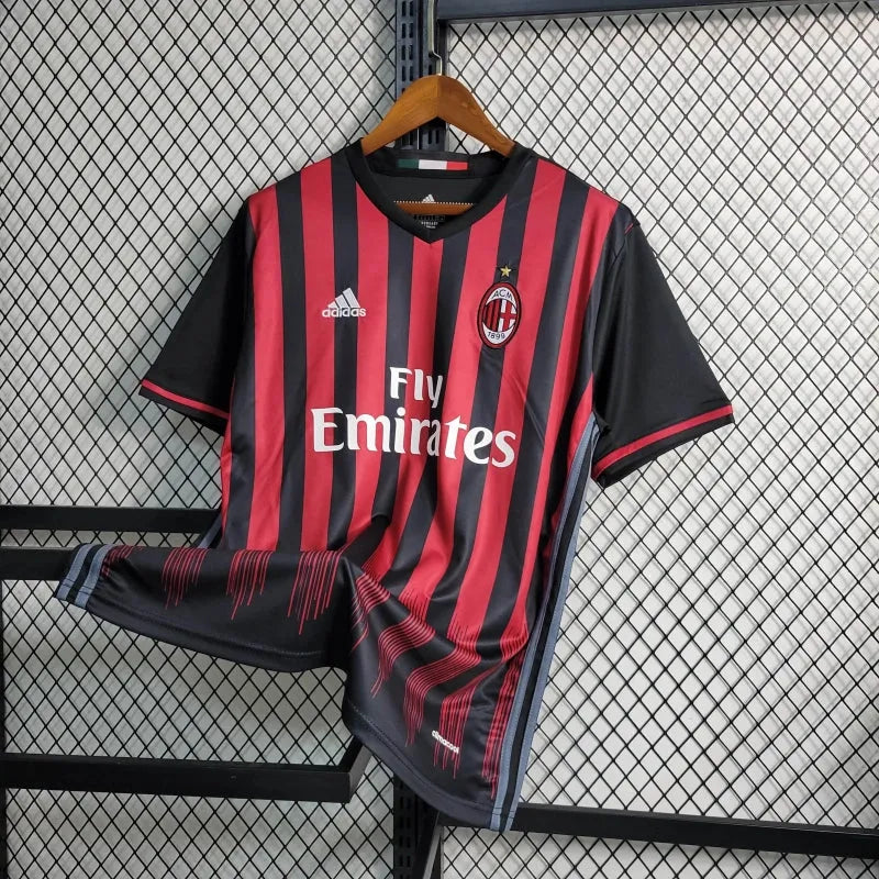 Camisa AC Milan Home Retrô 2016/17 - Torcedor Masculina - Camisa de Time Oficial - Buyit