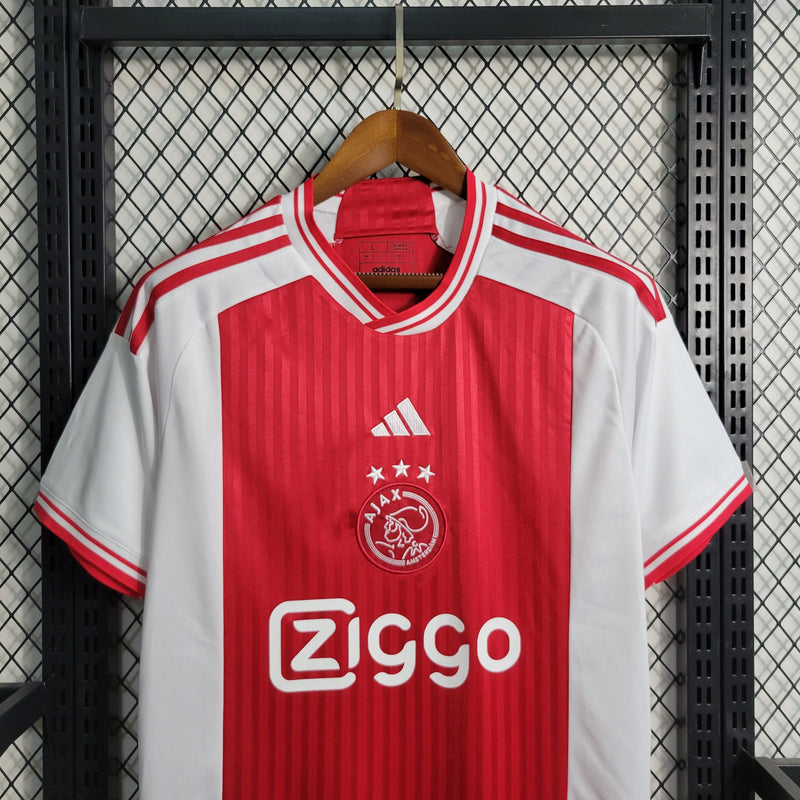 Camisa Ajax Home 23/24 - Torcedor Masculina Vermelha e Branca - Camisa de Time Oficial - Buyit