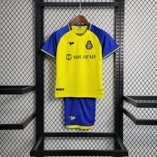 Camisa Al-Nassr Home 23/24 - Torcedor Infantil Azul e Amarela - Camisa de Time Oficial - Buyit