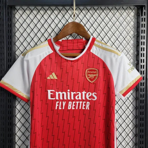 Camisa Arsenal Home 23/24 - Torcedor Infantil Vermelha e Dourada - Camisa de Time Oficial - Buyit