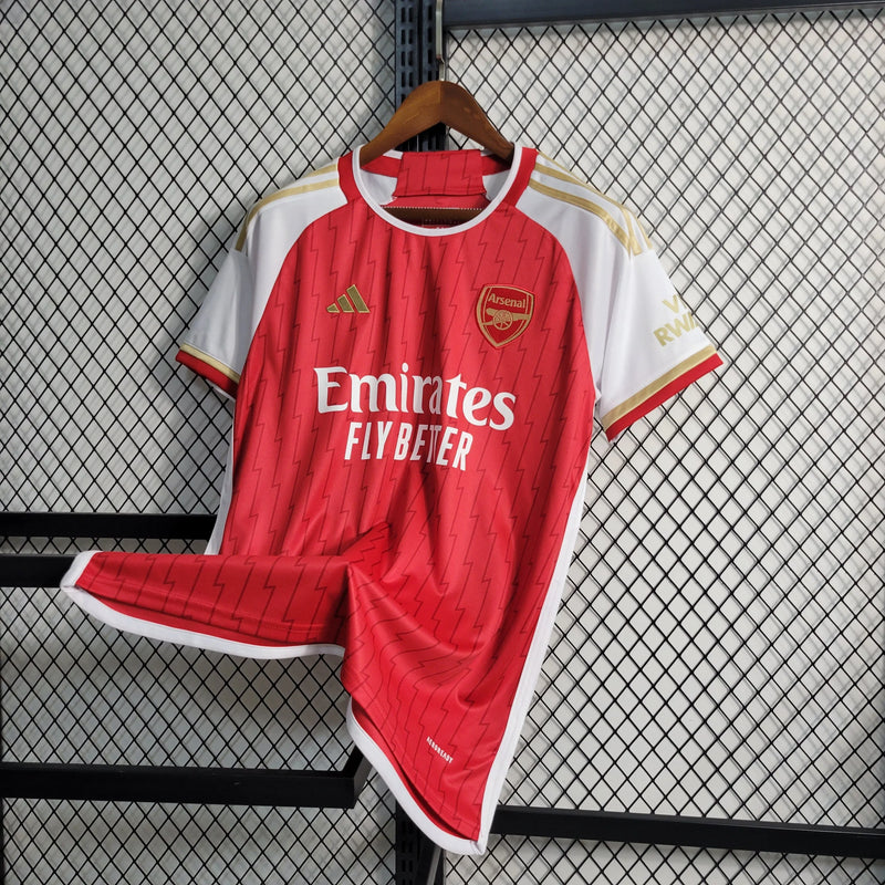 Camisa Arsenal Home 23/24 - Torcedor Masculina Vermelha e Dourada - Camisa de Time Oficial - Buyit