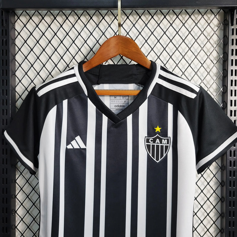 Camisa Atlético Mineiro Home 23/24 - Torcedor Feminina Preta e Branca - Camisa de Time Oficial - Buyit