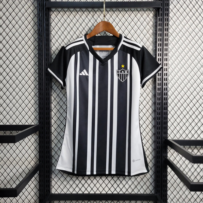 Camisa Atlético Mineiro Home 23/24 - Torcedor Feminina Preta e Branca - Camisa de Time Oficial - Buyit