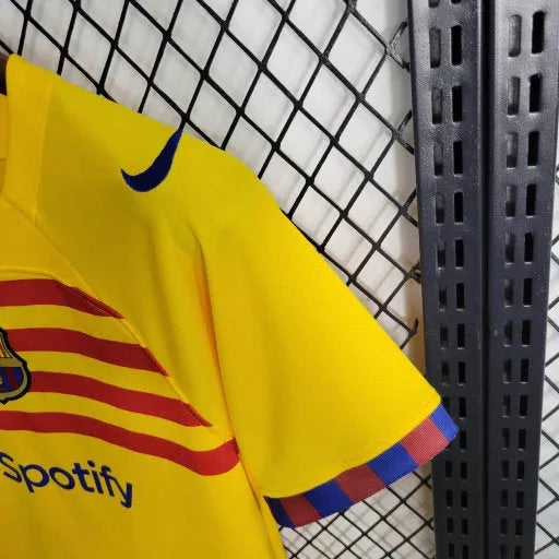 Camisa Barcelona Away IV 23/24 - Torcedor Infantil Amarela - Camisa de Time Oficial - Buyit