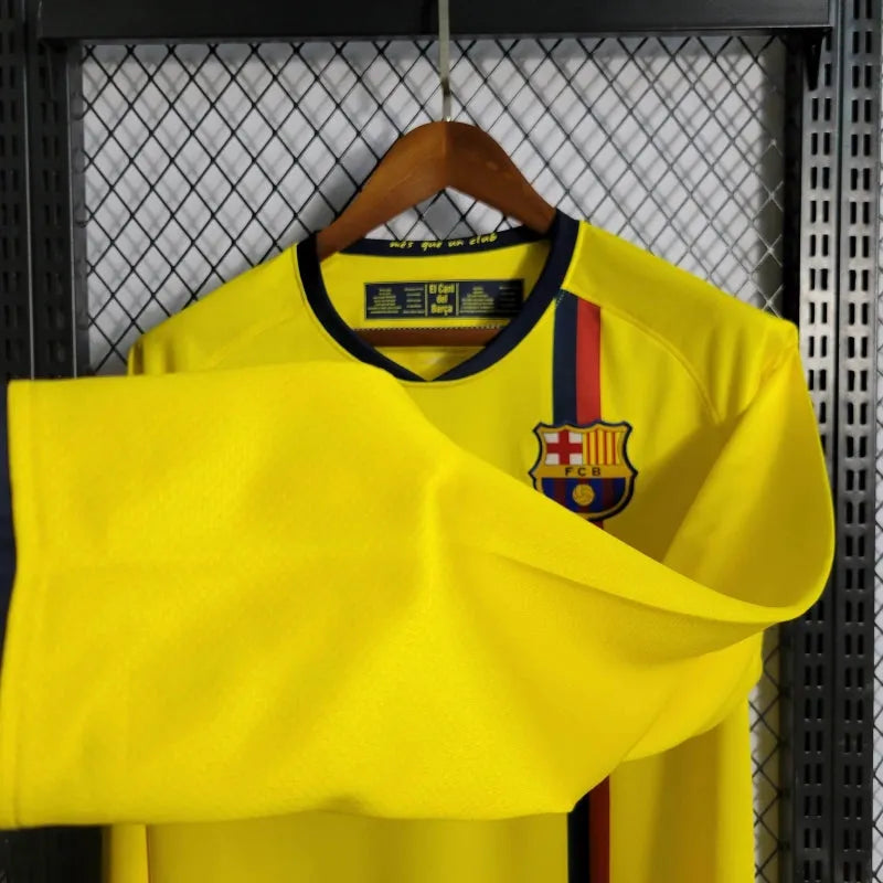 Camisa Barcelona Away Retrô 2008/09 - Torcedor Masculina Amarela Manga Longa - Camisa de Time Oficial - Buyit