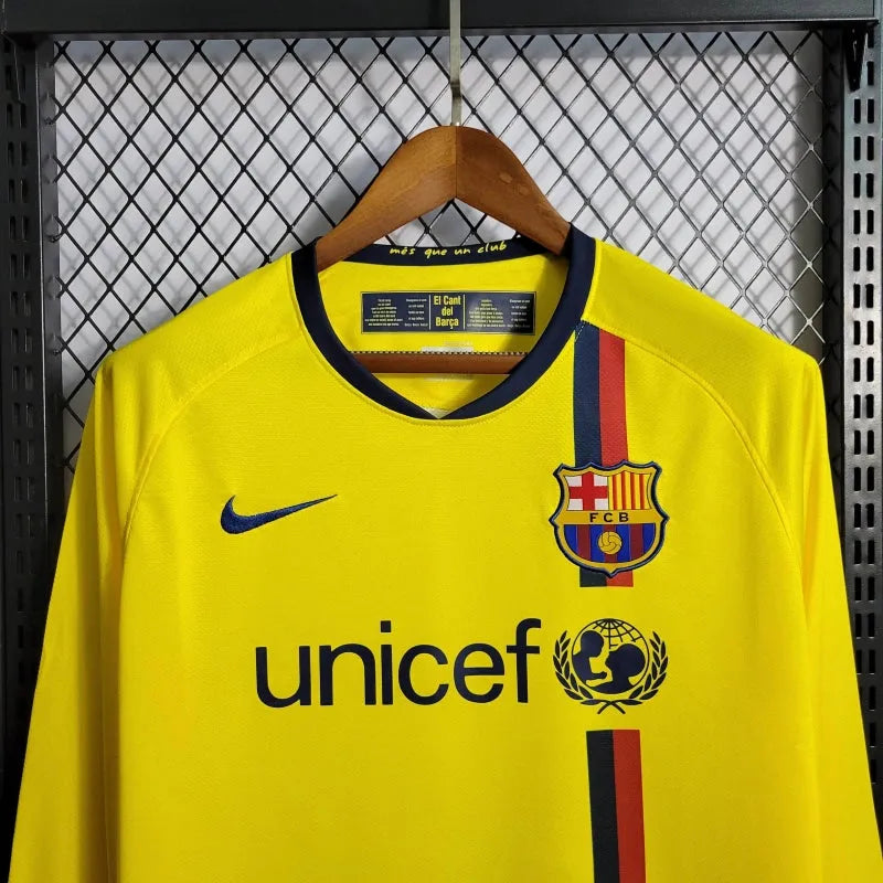 Camisa Barcelona Away Retrô 2008/09 - Torcedor Masculina Amarela Manga Longa - Camisa de Time Oficial - Buyit