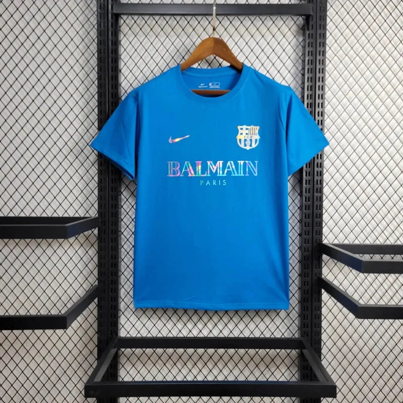 Camisa Barcelona BALMAIN 24/25 - Torcedor Masculina Refletiva Azul - Camisa de Time Oficial - Buyit