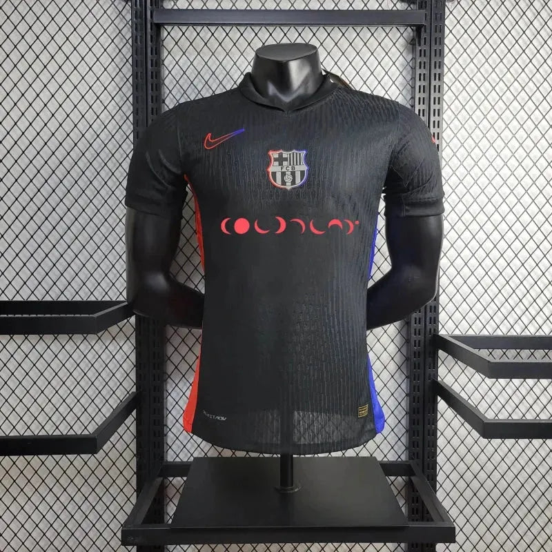 Camisa Barcelona COLDPLAY Away 24/25 - Jogador Masculina Preta - Camisa de Time Oficial - Buyit