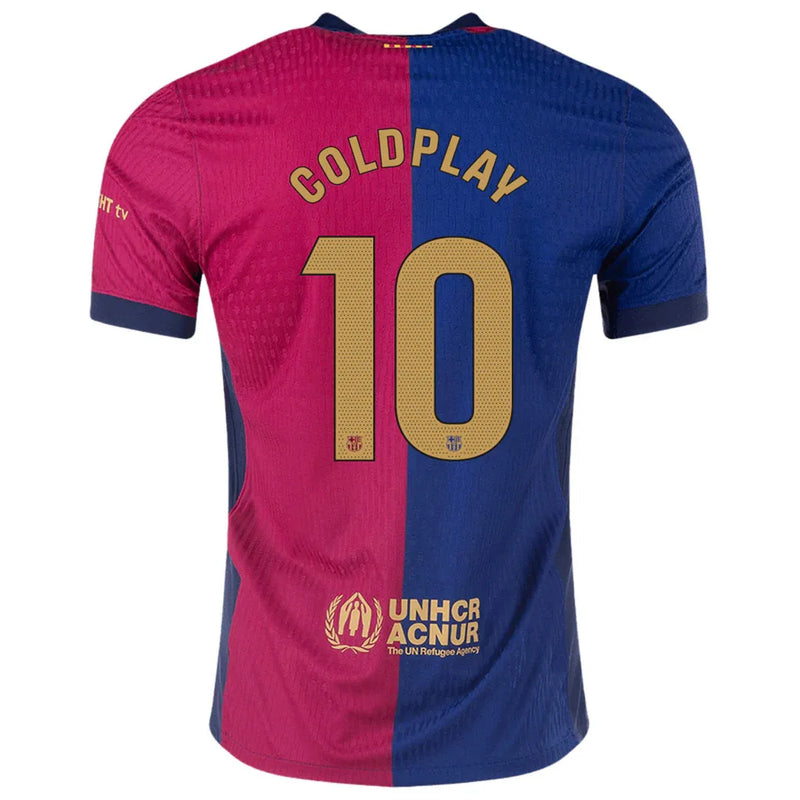 Camisa Barcelona COLDPLAY Home 24/25 - Torcedor Masculina Azul e Vermelha - Camisa de Time Oficial - Buyit