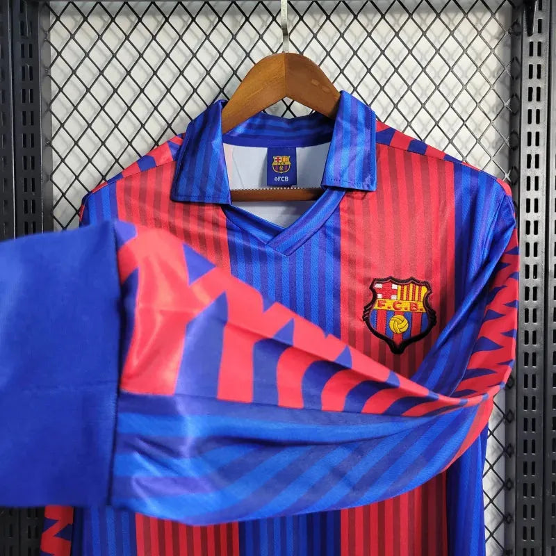 Camisa Barcelona Home Retrô 1992 - Torcedor Masculina Manga Longa - Camisa de Time Oficial - Buyit