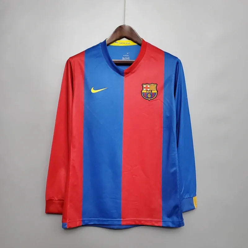 Camisa Barcelona Home Retrô 2006/07 - Torcedor Masculina Manga Longa - Camisa de Time Oficial - Buyit