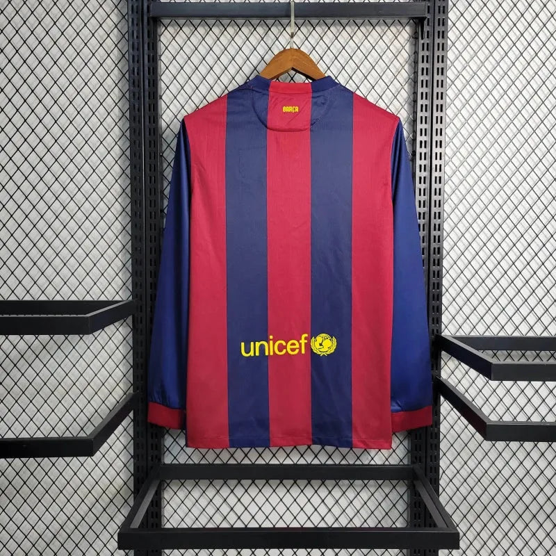 Camisa Barcelona Home Retrô 2014/15 - Torcedor Masculina Manga Longa - Camisa de Time Oficial - Buyit