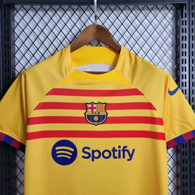 Camisa Barcelona IV Away 23/24 - Torcedor Masculina Amarela - Camisa de Time Oficial - Buyit