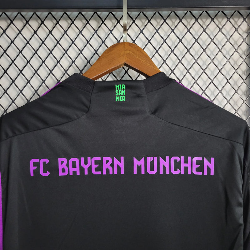 Camisa Bayern Munchen Away 23/24 - Torcedor Masculina Preta e Roxa - Camisa de Time Oficial - Buyit