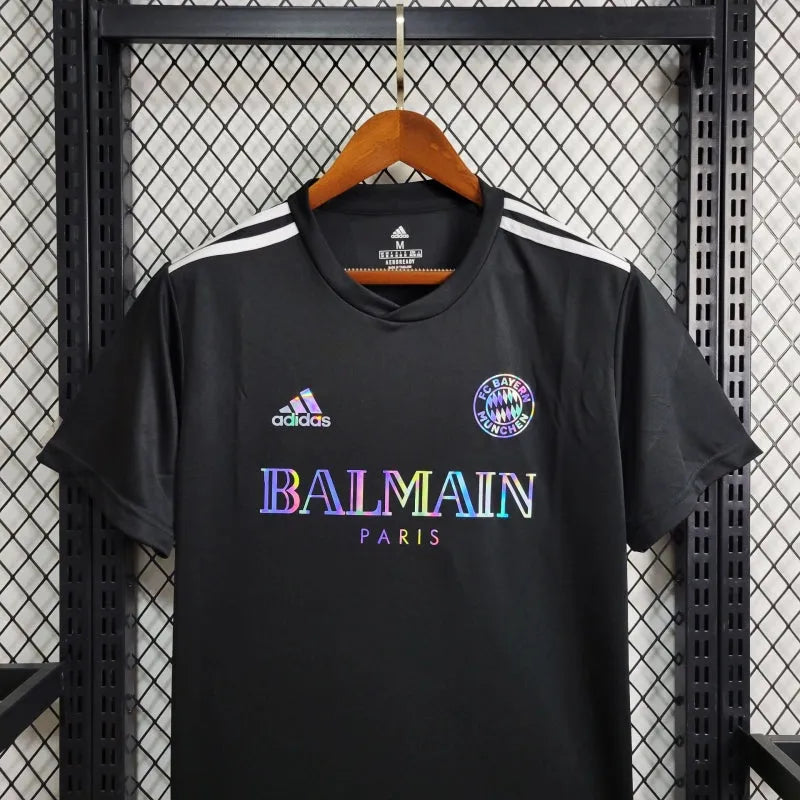 Camisa Bayern Munchen BALMAIN 24/25 - Torcedor Masculina Refletiva Preta - Camisa de Time Oficial - Buyit