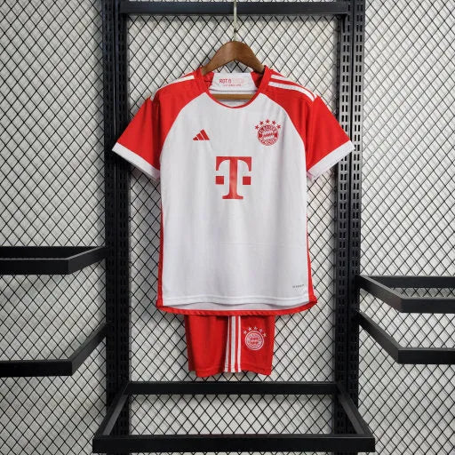 Camisa Bayern Munchen Home 23/24 - Torcedor Infantil Vermelha e Branca - Camisa de Time Oficial - Buyit