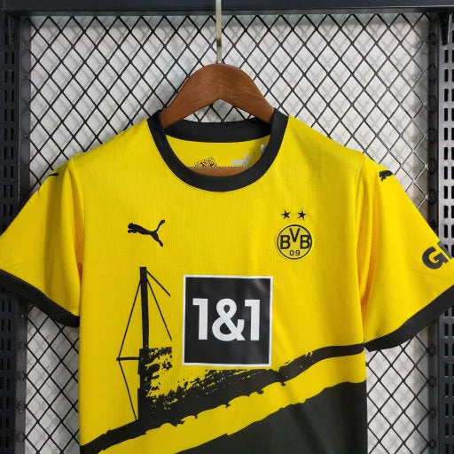 Camisa Borussia Dortmund Home 23/24 - Torcedor Infantil Preta e Amarela - Camisa de Time Oficial - Buyit