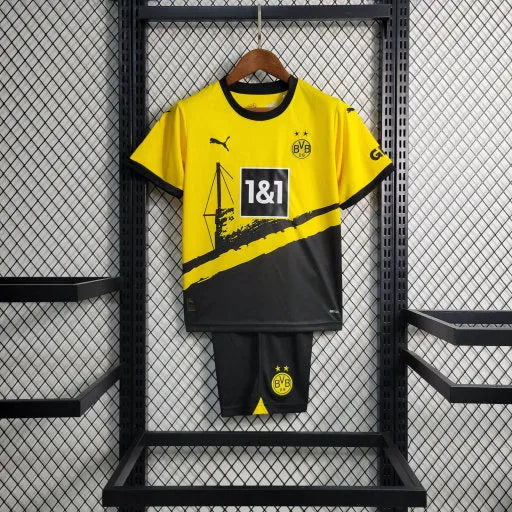 Camisa Borussia Dortmund Home 23/24 - Torcedor Infantil Preta e Amarela - Camisa de Time Oficial - Buyit