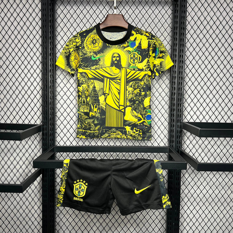 Camisa Brasil Edição Especial Cristo Redentor 24/25 - Torcedor Infantil Amarela - Camisa de Time Oficial - Buyit