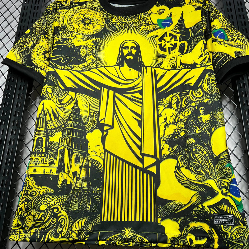 Camisa Brasil Edição Especial Cristo Redentor - Torcedor Masculina Amarela - Camisa de Time Oficial - Buyit