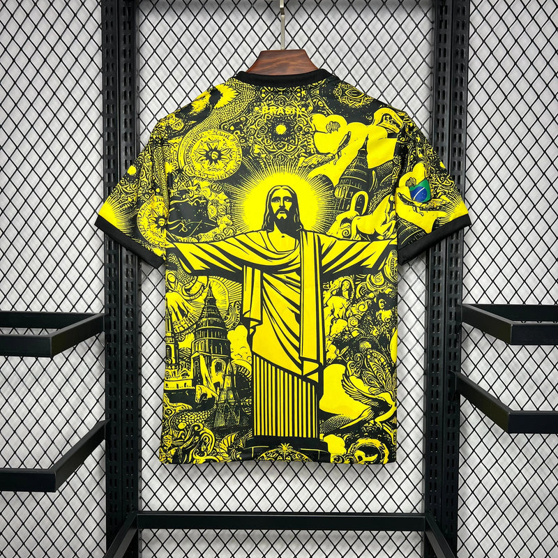 Camisa Brasil Edição Especial Cristo Redentor - Torcedor Masculina Amarela - Camisa de Time Oficial - Buyit