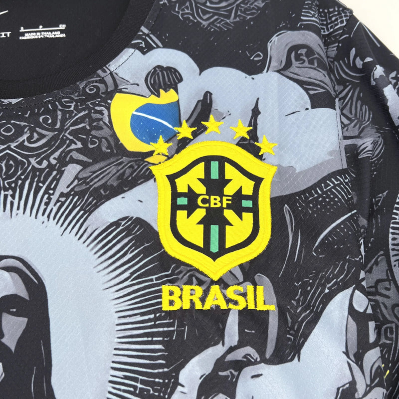 Camisa Brasil Edição Especial Cristo Redentor - Torcedor Masculina Preta - Camisa de Time Oficial - Buyit